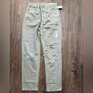 American Eagle Outfitters Light Gray Mom Straight Leg Jeans